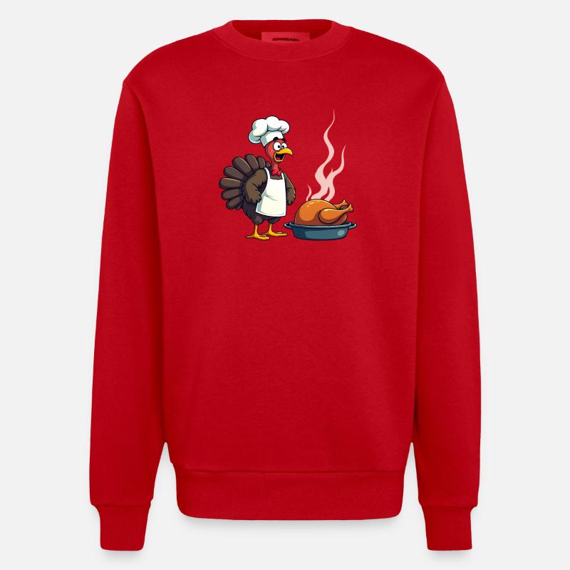 Cuisinier de dinde de Thanksgiving - Sweat bio épais oversize fabriqué en UE - rouge