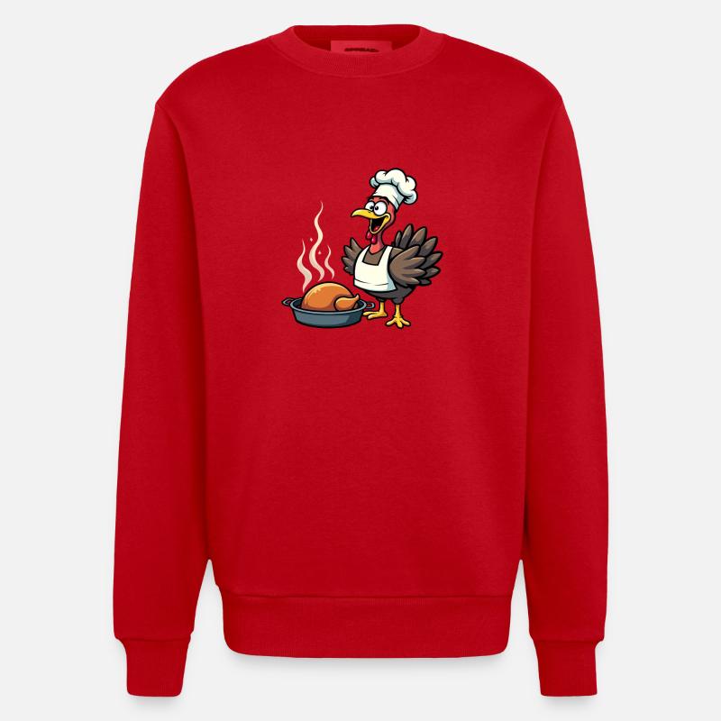 Cuisinier de dinde de Thanksgiving - Sweat bio épais oversize fabriqué en UE - rouge