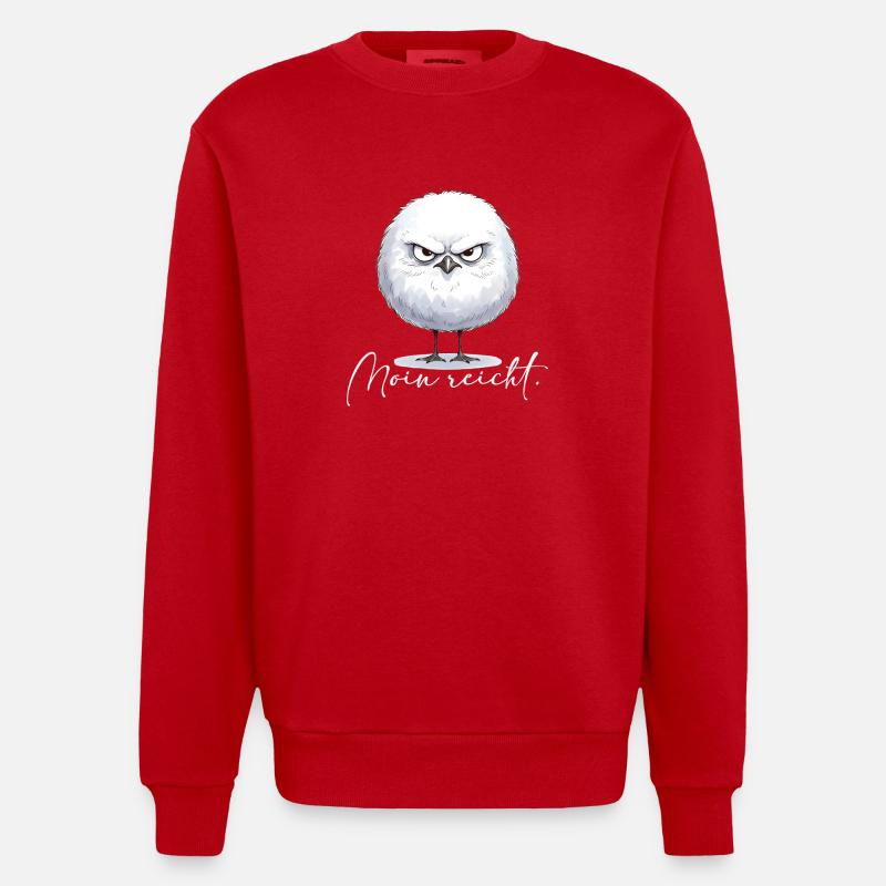 Moin enough - grim round seagull - Heavyweight Oversized Organic Crew Neck Made in EU - red