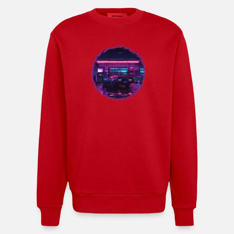 Neon Garage – Édition RétroRift Nuit - Sweat bio épais oversize fabriqué en UE - rouge