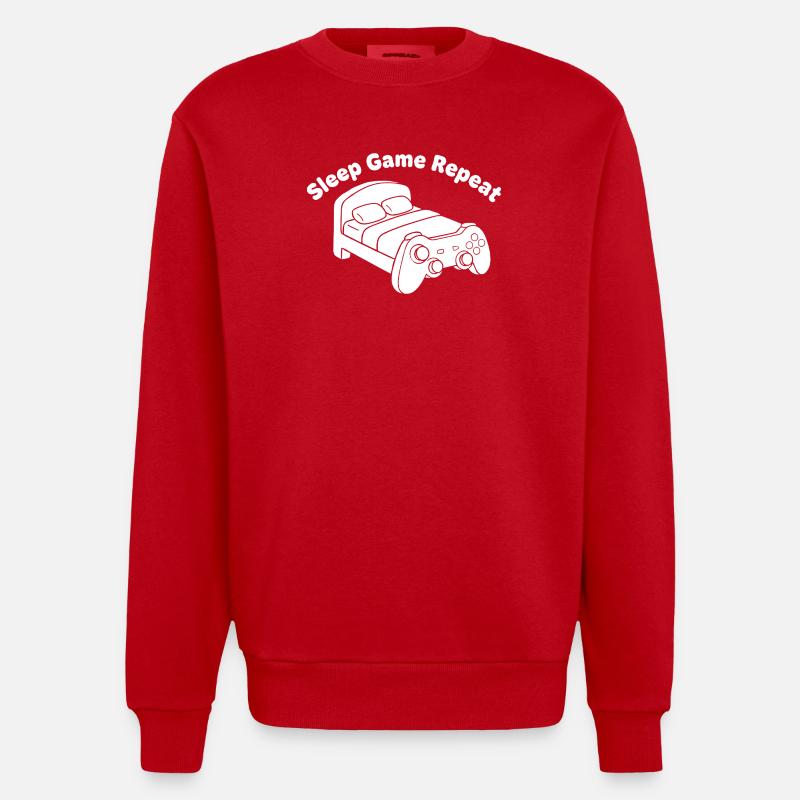 Gaming Bett Controller Design - Heavyweight Oversized Organic Crew Neck Made in EU - Rot