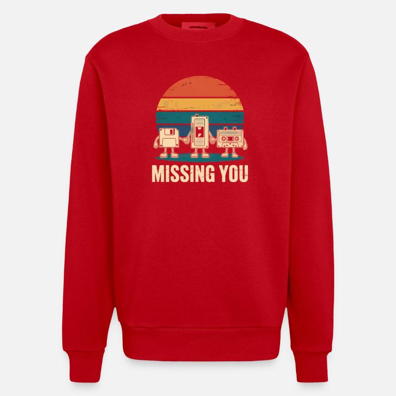 Kassette VHS Floppy Disc Diskette Retro - Heavyweight Oversized Organic Crew Neck Made in EU - Rot