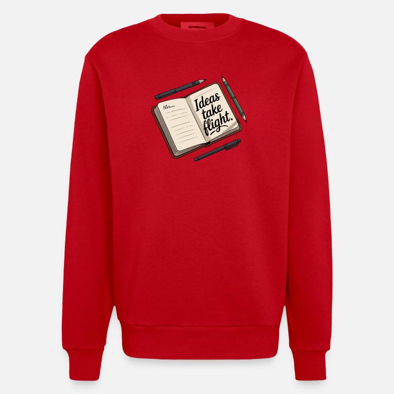 Ideen Take Flight Notizbuch Kunst - Heavyweight Oversized Organic Crew Neck Made in EU - Rot