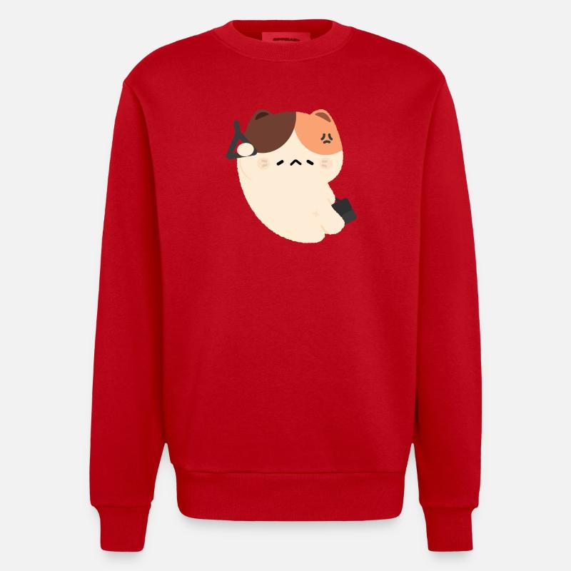 Müde Katzen pendeln - Heavyweight Oversized Organic Crew Neck Made in EU - Rot