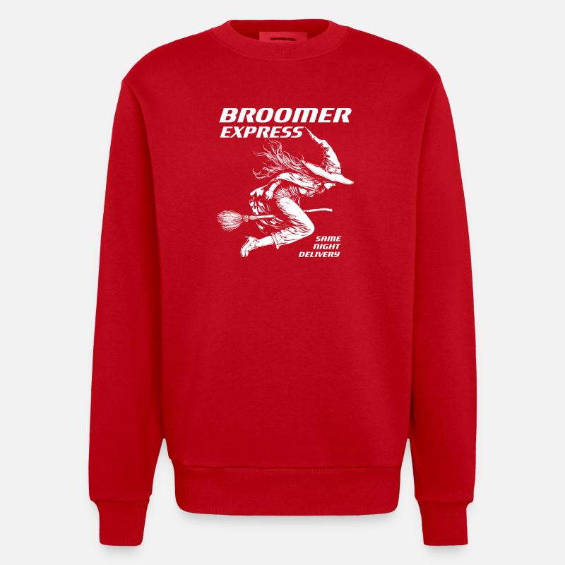 Witch Express White Design - Heavyweight Oversized Organic Crew Neck Made in EU - red