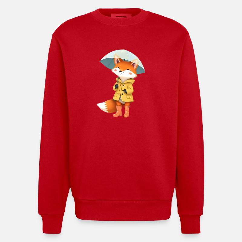 Fuchs Regenmantel Regenschirm - Heavyweight Oversized Organic Crew Neck Made in EU - Rot