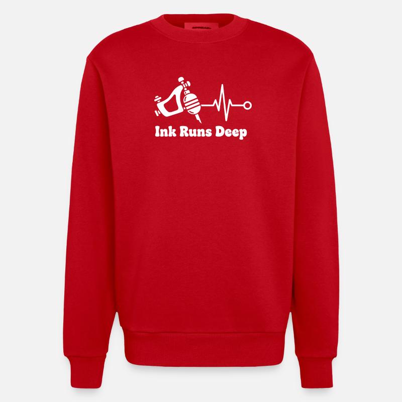 Ink Runs Deep Tattoo Pulse - Heavyweight Oversized Organic Crew Neck Made in EU - Rot