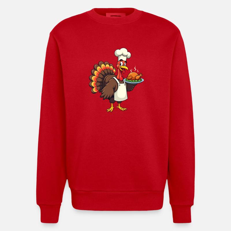 Cuisinier de dinde de Thanksgiving Thanksgiving - Sweat bio épais oversize fabriqué en UE - rouge