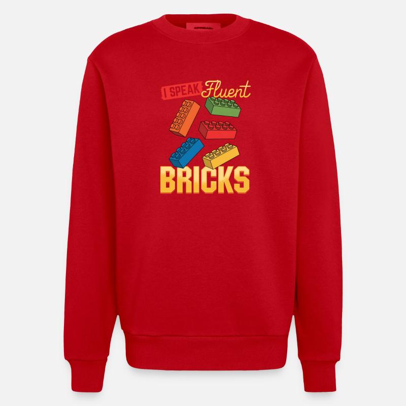 Blocs de construction Enfants Brick Builder - Sweat bio épais oversize fabriqué en UE - rouge