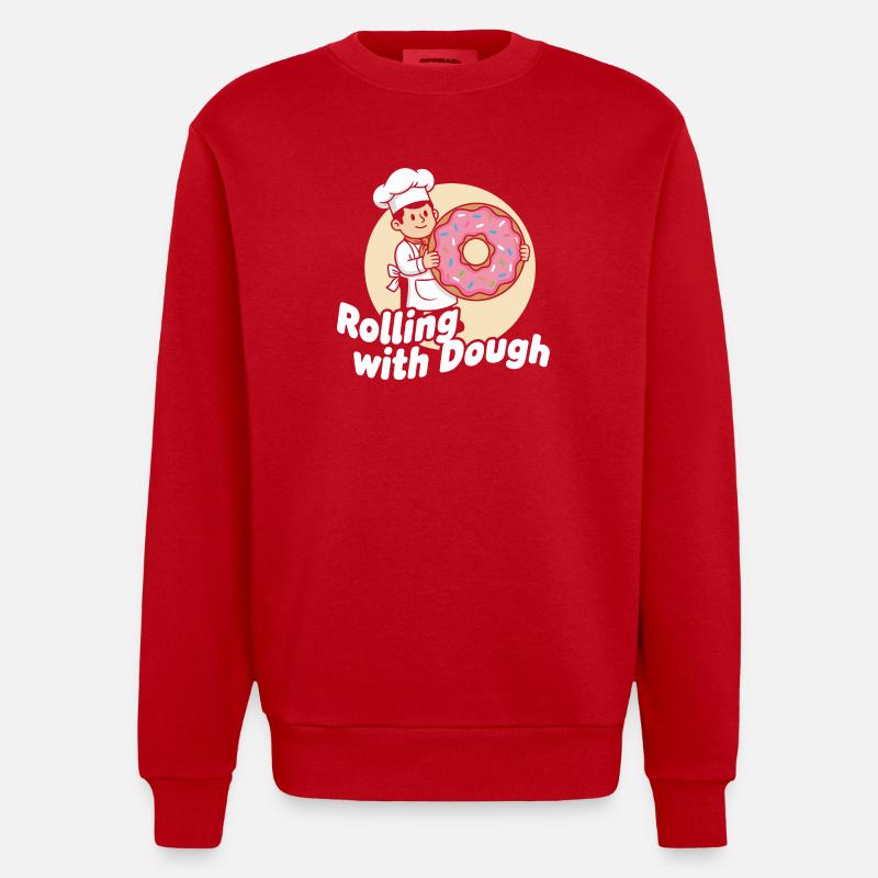 Dessin animé Donut Baker - Sweat bio épais oversize fabriqué en UE - rouge