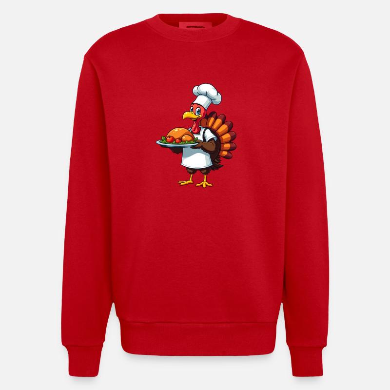 Cuisinier de dinde de Thanksgiving Thanksgiving - Sweat bio épais oversize fabriqué en UE - rouge