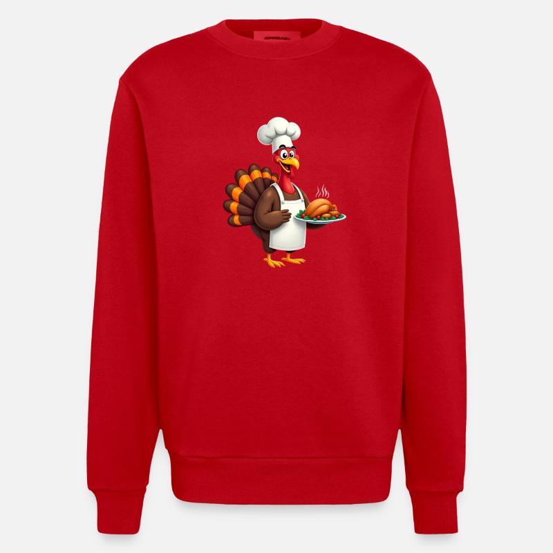Cuisinier de dinde de Thanksgiving Thanksgiving - Sweat bio épais oversize fabriqué en UE - rouge