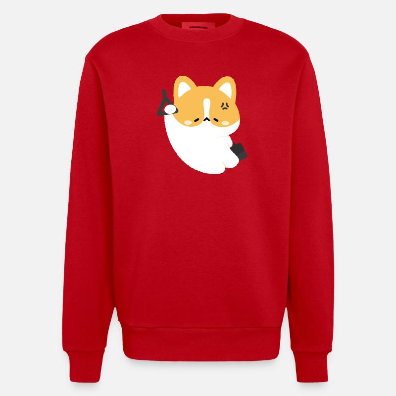 Müde Corgi pendeln - Heavyweight Oversized Organic Crew Neck Made in EU - Rot