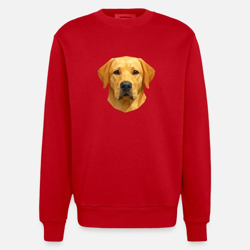 Polygon Labrador Retriever Geschenk - Heavyweight Oversized Organic Crew Neck Made in EU - Rot