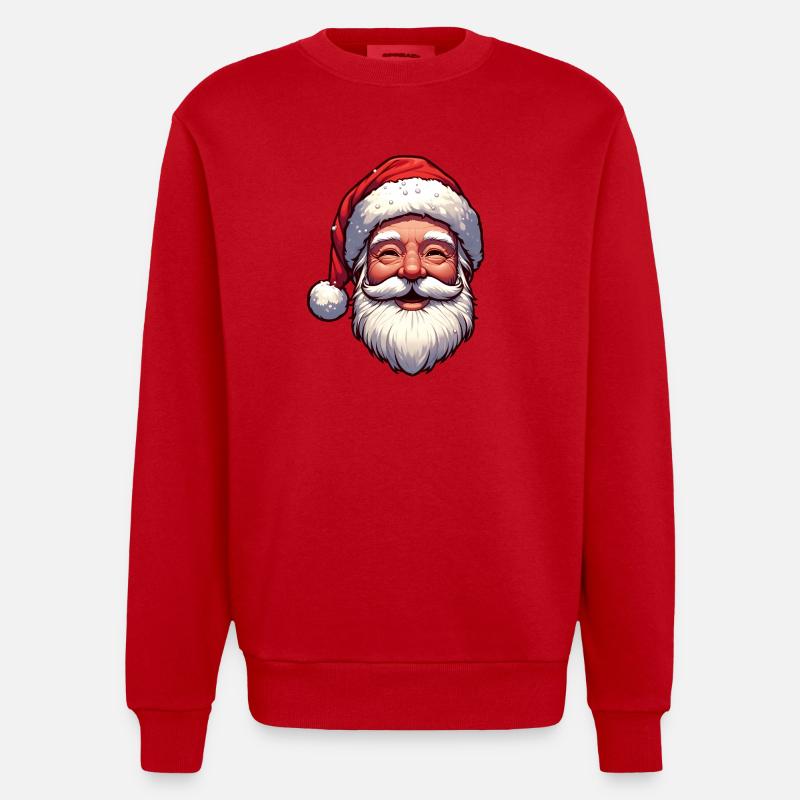 Joyeux visage de Père Noël - Sweat bio épais oversize fabriqué en UE - rouge