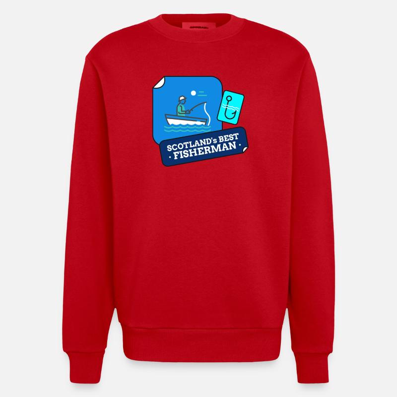 Le meilleur design de pêcheur d’Écosse - Sweat bio épais oversize fabriqué en UE - rouge