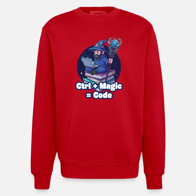 Ctrl Magic Code Wizard - Heavyweight Oversized Organic Crew Neck Made in EU - red