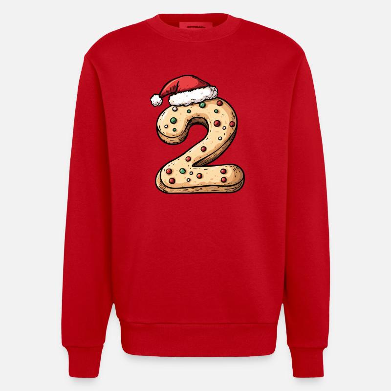 Biscuit de Noël à 2 chiffres - Sweat bio épais oversize fabriqué en UE - rouge