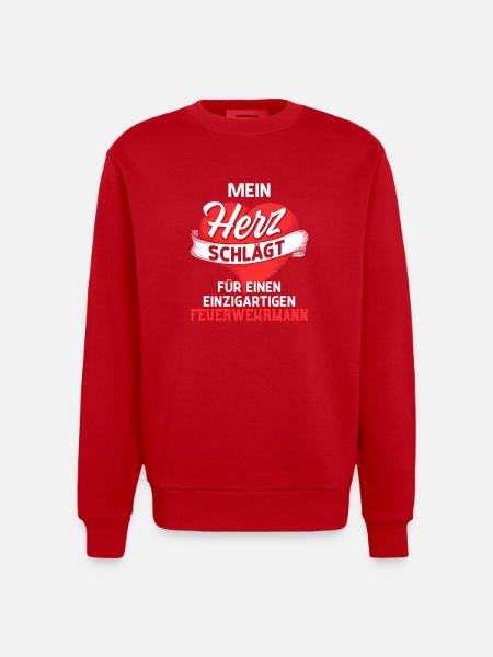 Heart beats for a firefighter - Heavyweight Oversized Organic Crew Neck Made in EU - red
