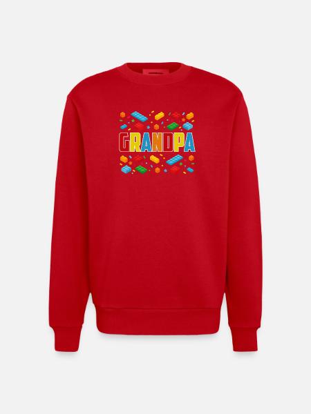 Grandpa Brick Builder Creative Block Construction - Heavyweight Oversized Organic Crew Neck Made in EU - red