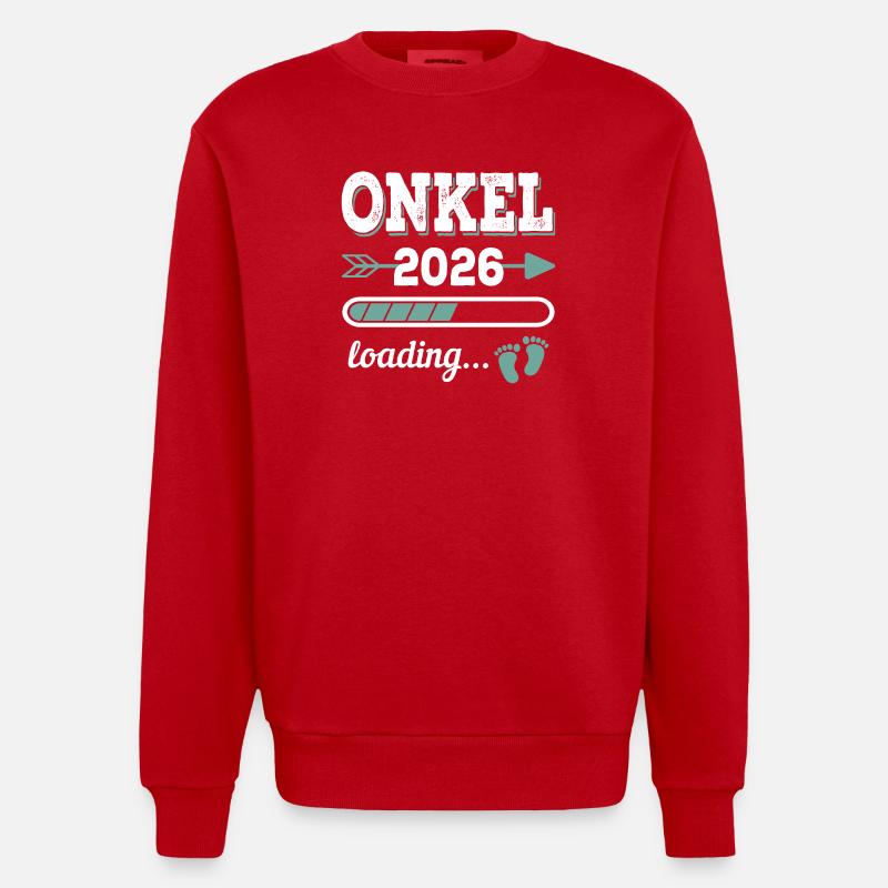 Onkel 2026 Loading Werdender Onkel Geschenkidee - Heavyweight Oversized Organic Crew Neck Made in EU - Rot