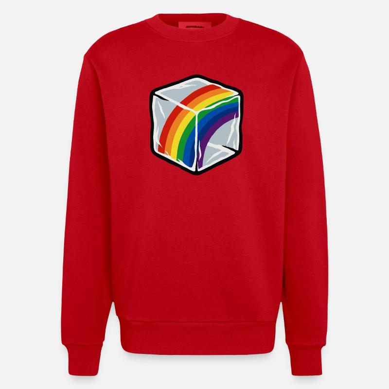 Arc-en-ciel en cube - Sweat bio épais oversize fabriqué en UE - rouge