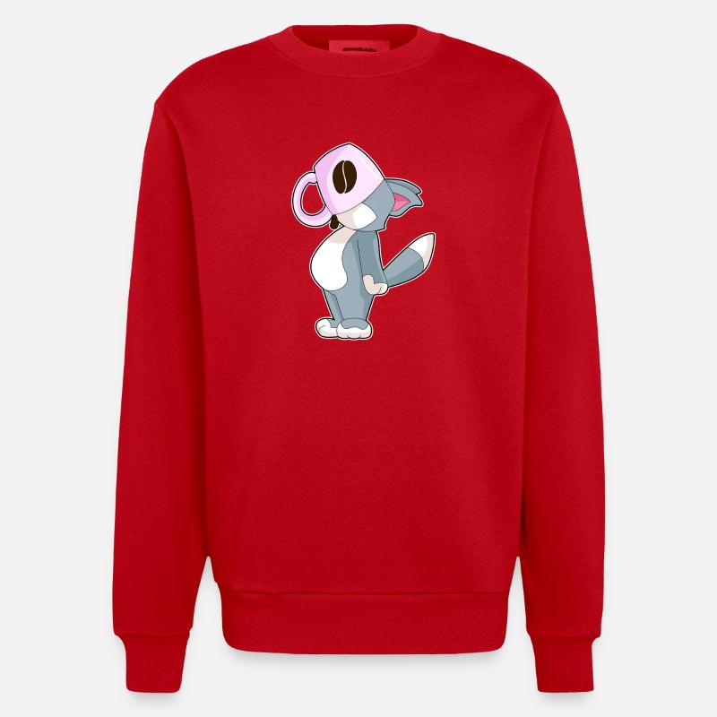 Tasse à café chat - Sweat bio épais oversize fabriqué en UE - rouge