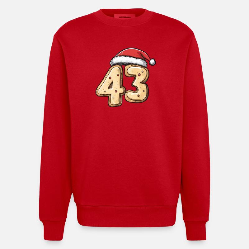 Biscuit de Noël à 43 chiffres - Sweat bio épais oversize fabriqué en UE - rouge
