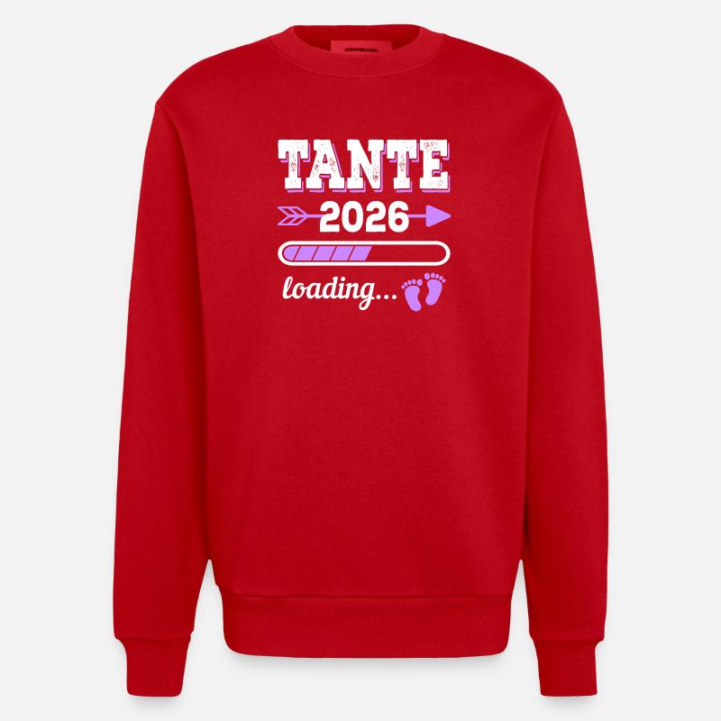 Tante 2026 Loading Schwangerschaft Geschenkidee - Heavyweight Oversized Organic Crew Neck Made in EU - Rot