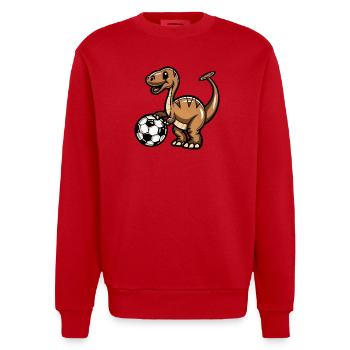 Bande dessinée Dino Soccer - Sweat bio épais oversize fabriqué en UE - rouge - Devant - AI Model Female 172 light (172cm) & AI Model Male 178 light (178cm)