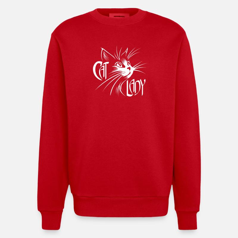 Chat Lady Chat Chats - Sweat bio épais oversize fabriqué en UE - rouge