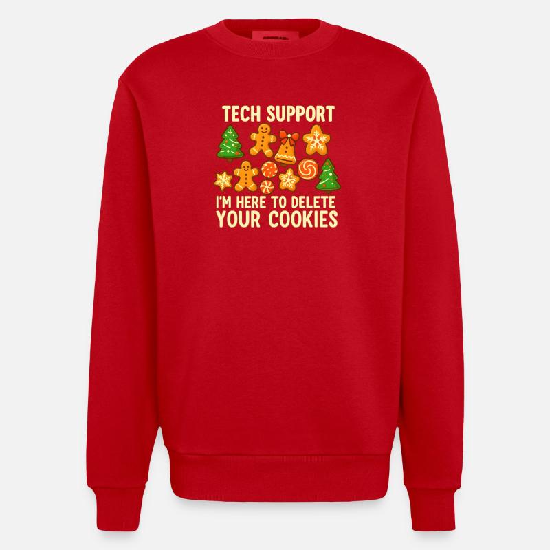 Support technique Cookie Noël Mème - Sweat bio épais oversize fabriqué en UE - rouge