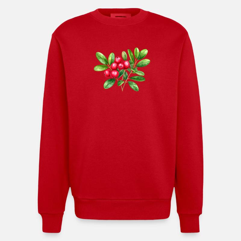 Preiselbeere – botanisches Aquarell - Heavyweight Oversized Organic Crew Neck Made in EU - Rot