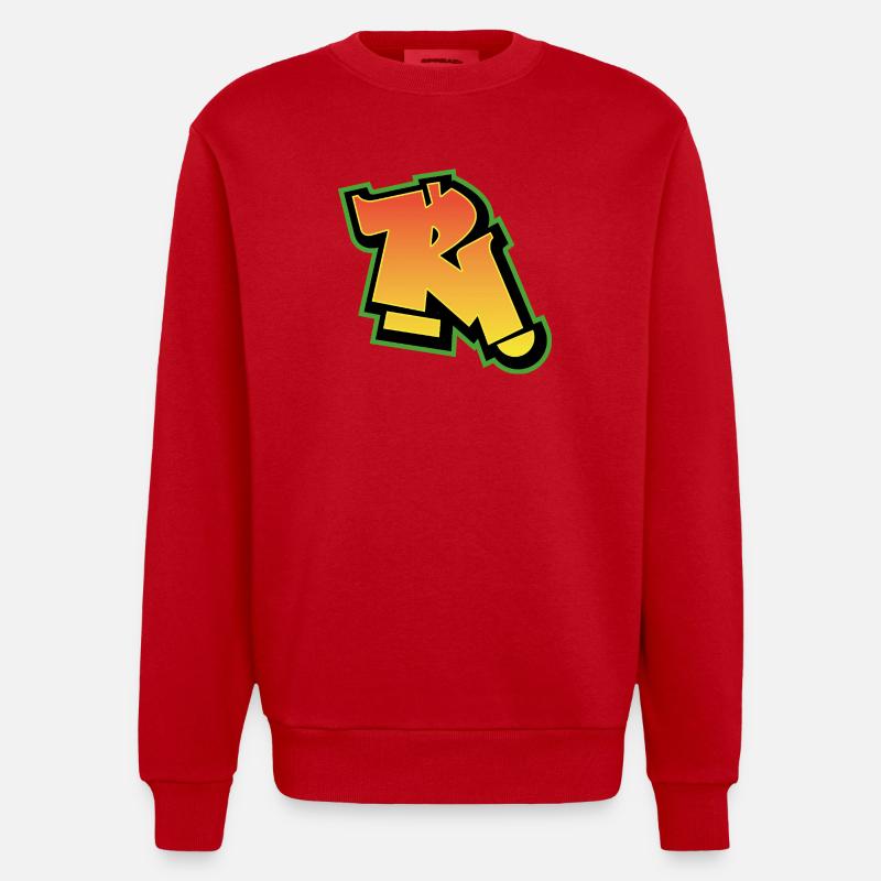 Graffiti-Schrift Wildstyle 01 Buchstabe 'R' - Heavyweight Oversized Organic Crew Neck Made in EU - Rot