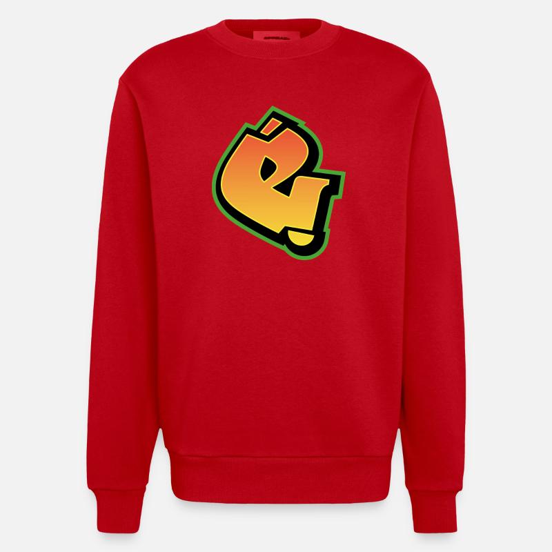 Graffiti-Schrift Wildstyle 01 Buchstabe 'e' - Heavyweight Oversized Organic Crew Neck Made in EU - Rot