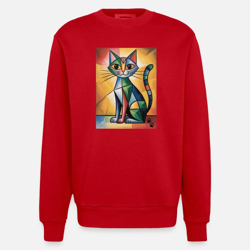katze kubisch - Heavyweight Oversized Organic Crew Neck Made in EU - Rot