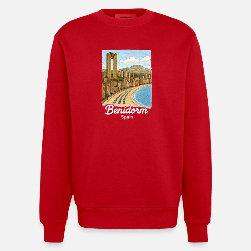 Benidorm Spanien - Heavyweight Oversized Organic Crew Neck Made in EU - Rot
