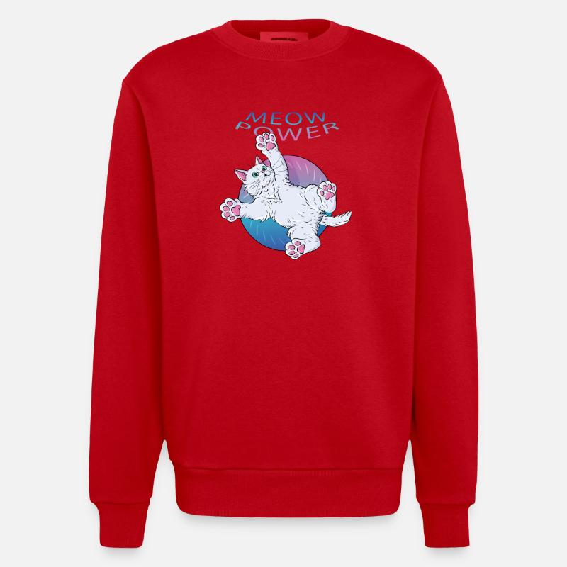 Miaou Power Chat Avec Texte Néon - Sweat bio épais oversize fabriqué en UE - rouge