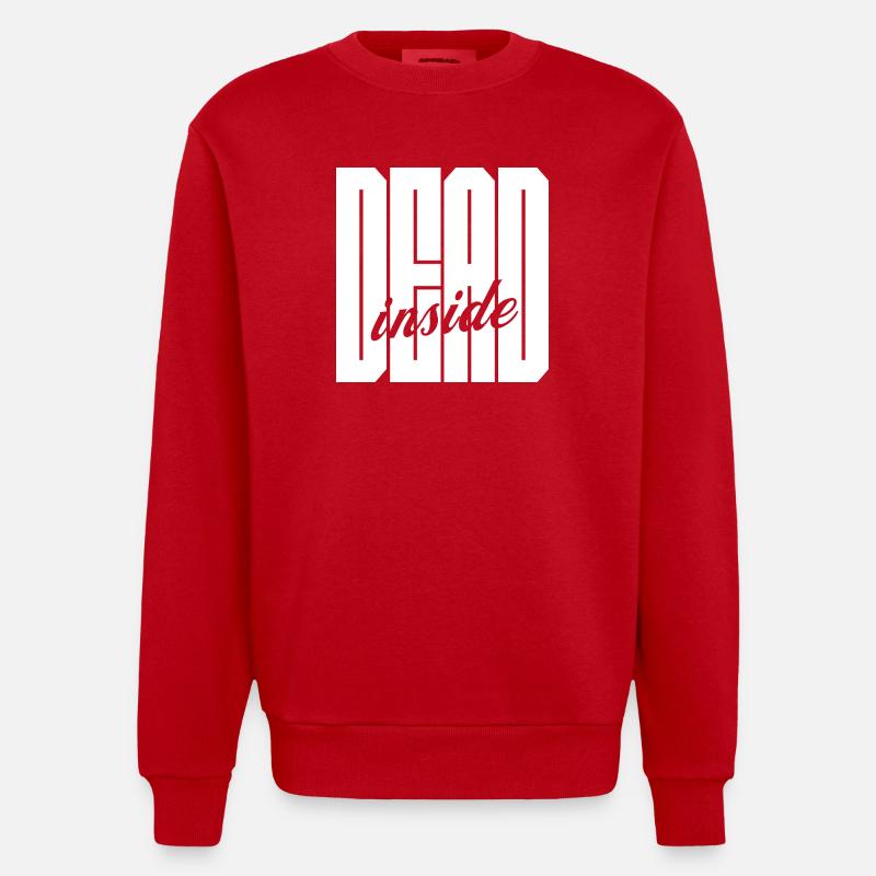 Logo gras Dead Inside - Sweat bio épais oversize fabriqué en UE - rouge