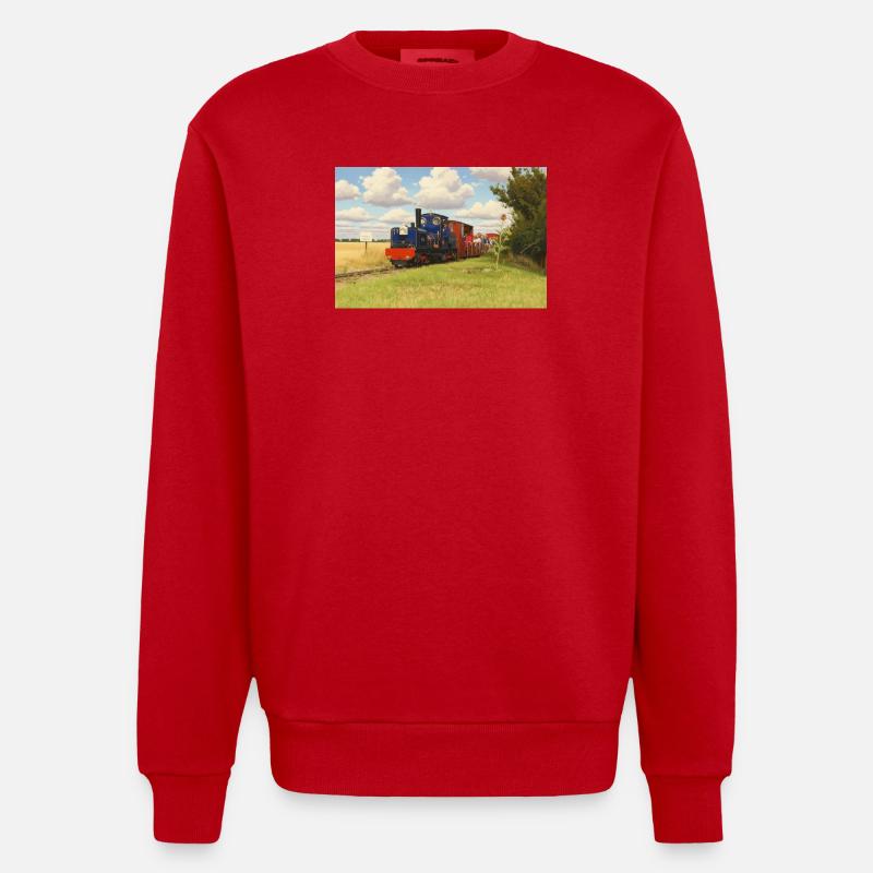 Chemin de fer miniature de campagne - Sweat bio épais oversize fabriqué en UE - rouge