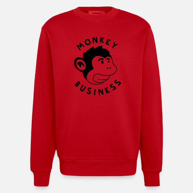 Monkey Business – Affenstarkes Graffiti Jungle - Heavyweight Oversized Organic Crew Neck Made in EU - Rot