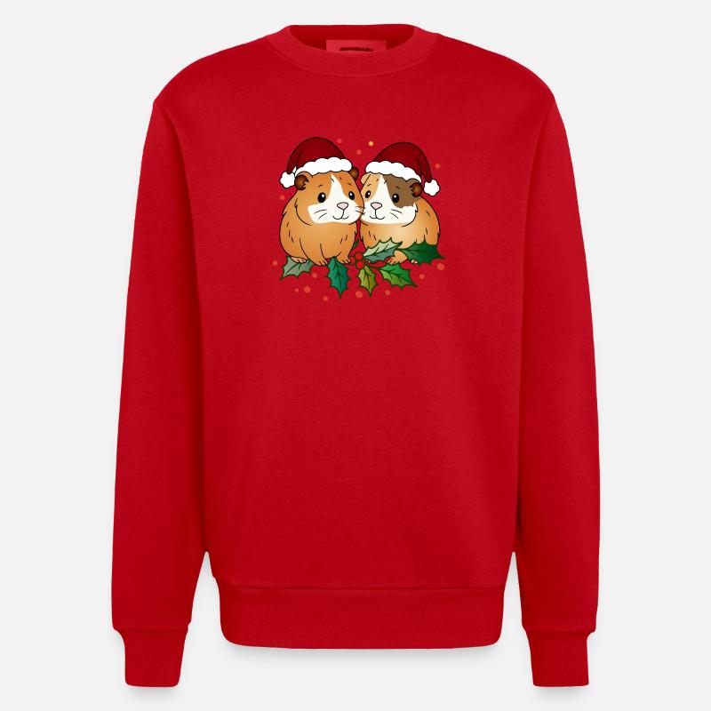 Duo cochon d’Inde moche de Noël - Sweat bio épais oversize fabriqué en UE - rouge