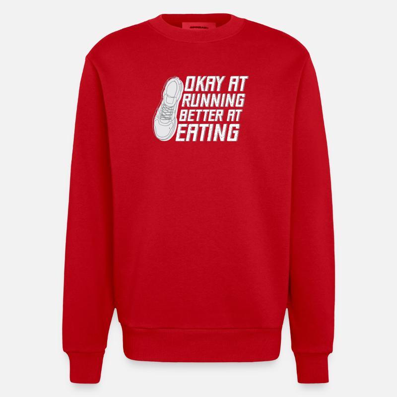 Marathon Runner Okay At Running Gift - Heavyweight Oversized Organic Crew Neck Made in EU - Rot