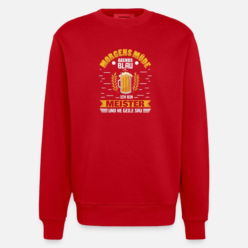 Journeyman Skilled Worker Trainee Examination - Heavyweight Oversized Organic Crew Neck Made in EU - red