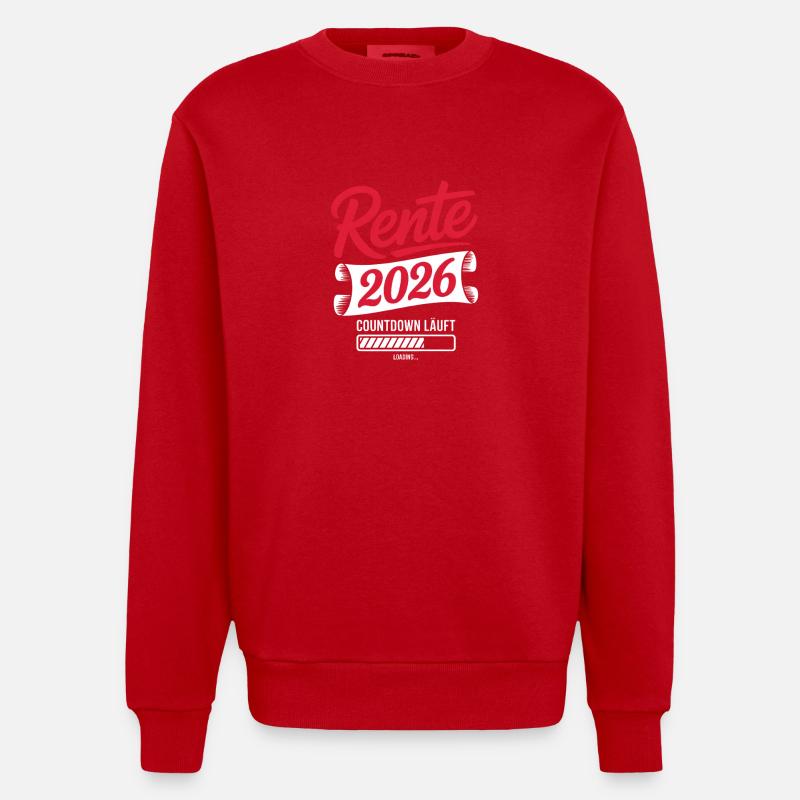 Rente 2026 Countdown Logo - Heavyweight Oversized Organic Crew Neck Made in EU - Rot