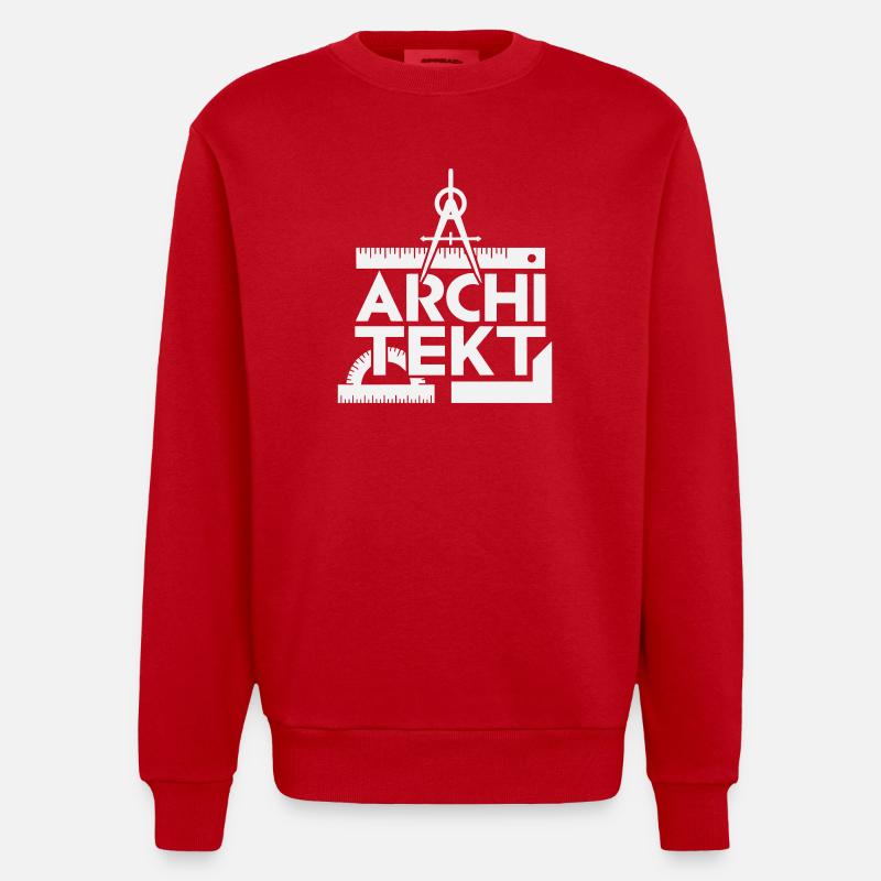 Architecture Design Grid Symbolism - Heavyweight Oversized Organic Crew Neck Made in EU - red