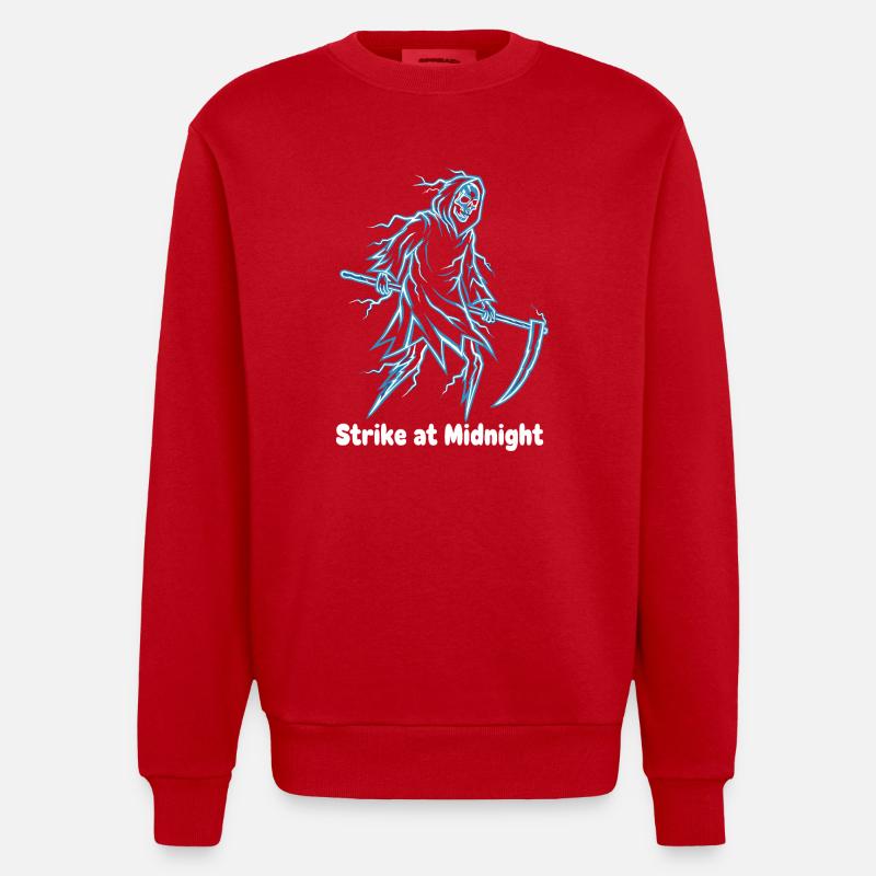 Mitternachts-Skelett Neon - Heavyweight Oversized Organic Crew Neck Made in EU - Rot