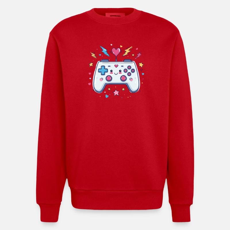 Herzcontroller Doodle Pixel Pop - Heavyweight Oversized Organic Crew Neck Made in EU - Rot