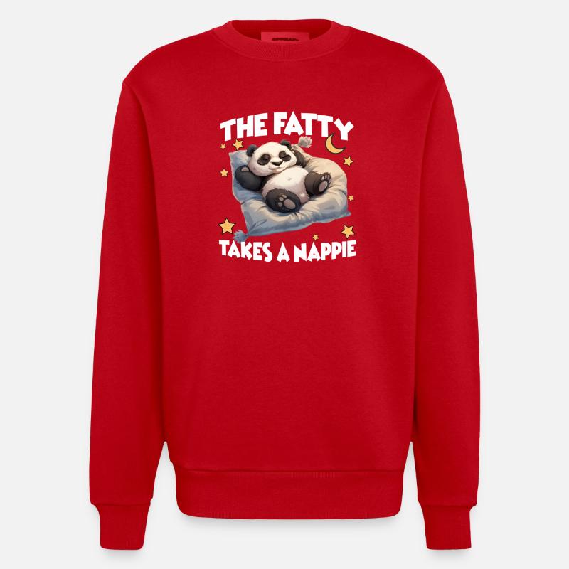 Lazy Panda Pyjamas Perfektes Nachthemd Panda - Heavyweight Oversized Organic Crew Neck Made in EU - Rot