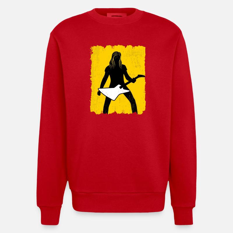 Affiche graffiti Silhouette du guitariste - Sweat bio épais oversize fabriqué en UE - rouge